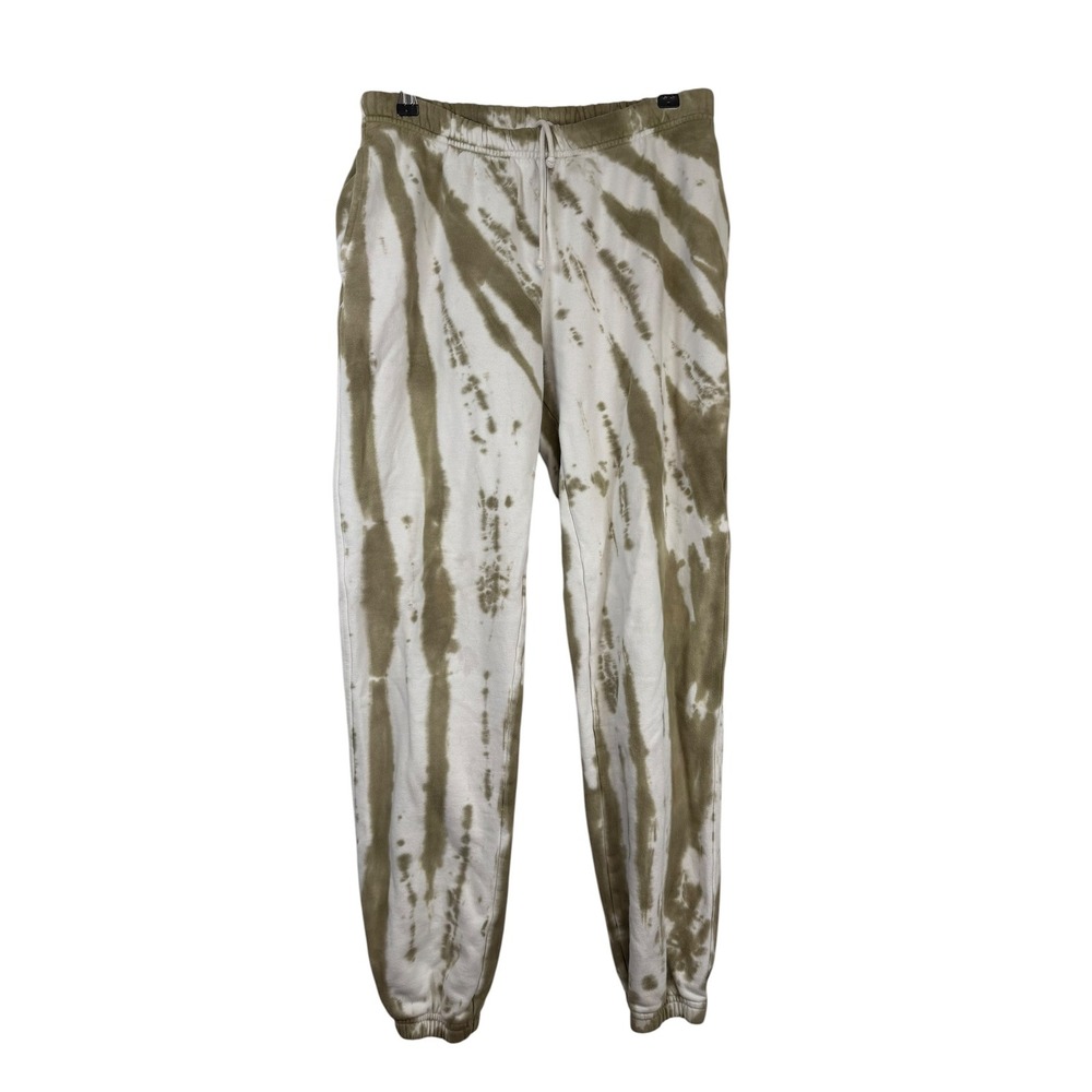 Good American Tie Dye Sweatpants Green White Cotton Joggers GS0236K Size 1